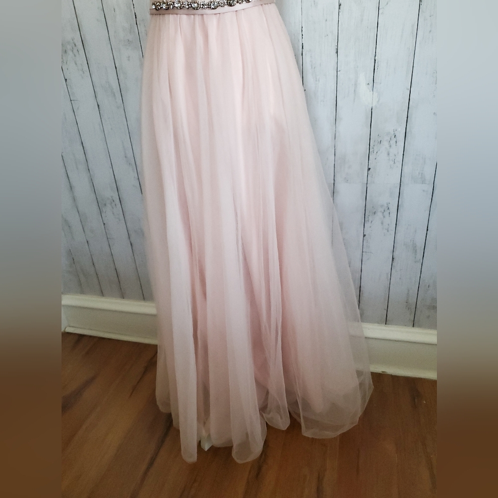 White by Vera Wang Tulle Lace Bridesmaid Prom Formal Gown Blush Pink Size 4 - Picture 8 of 14